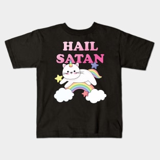 Hail Satan Rainbow Cat Unicorn Kids T-Shirt